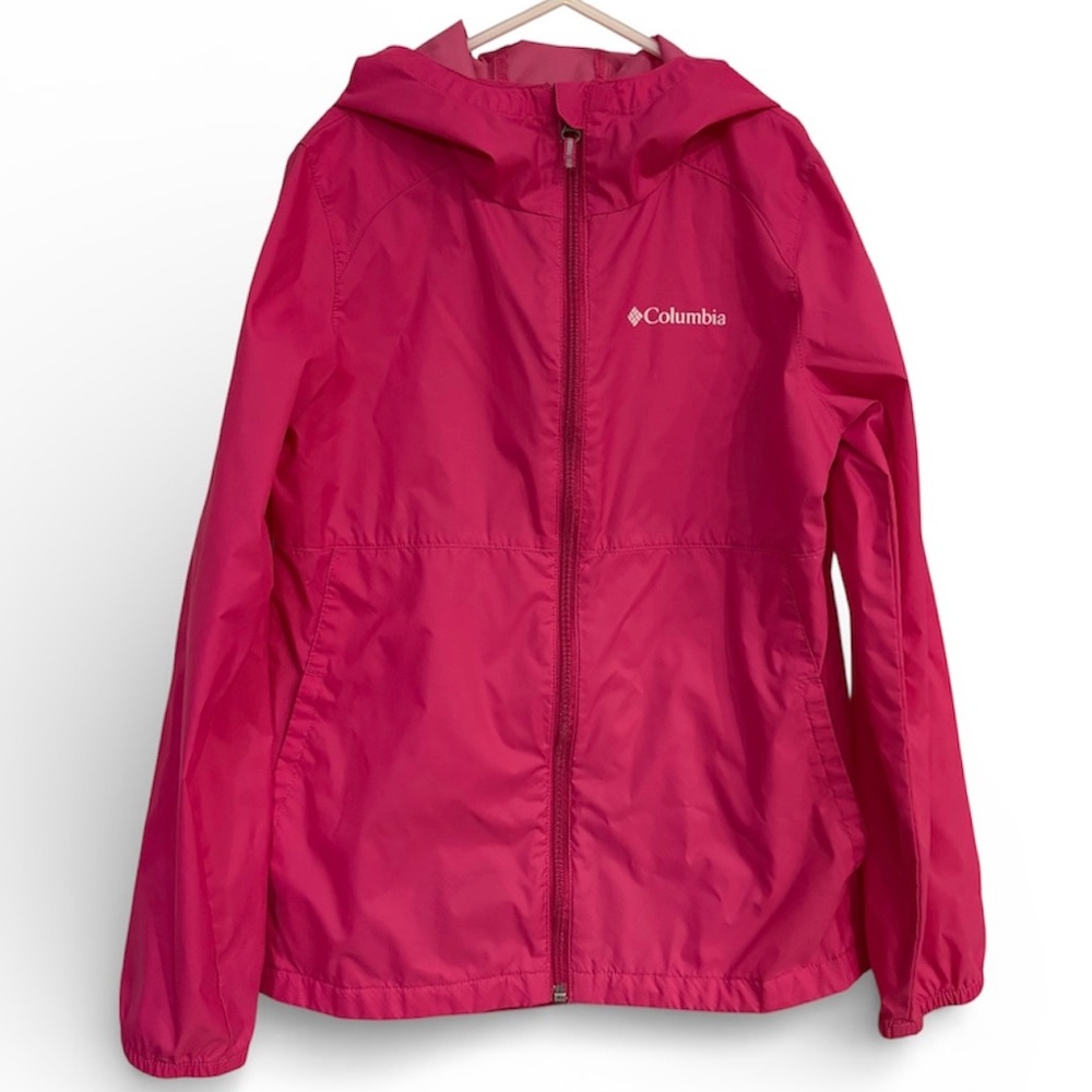 🔴 Columbia Girls Switchback II Pink Hooded Rain Jacket M (10/12)